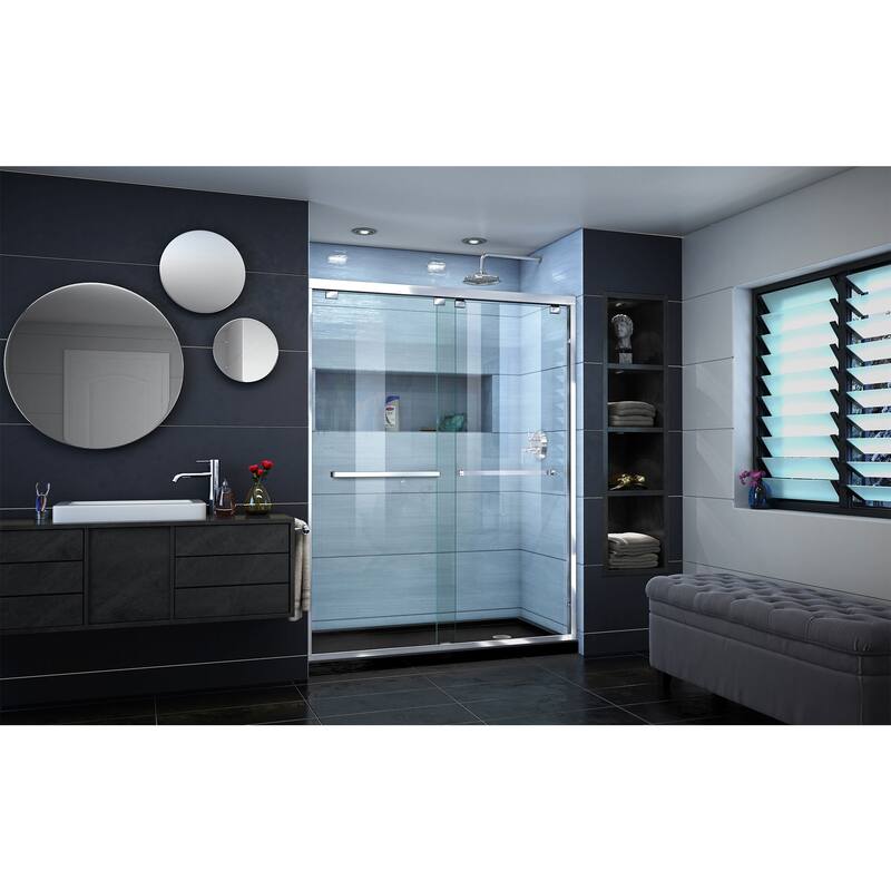 DreamLine Encore 30 in. D x 60 in. W x 78 3/4 in. H Bypass Sliding Shower Door and Shower Base Kit - 30" x 60" - 30" x 60"