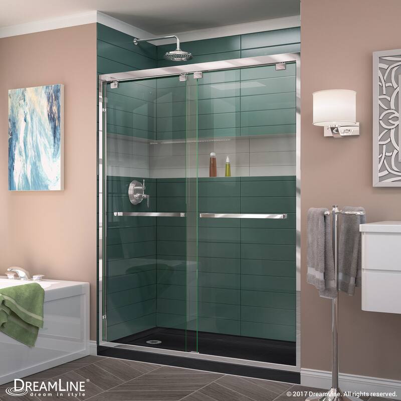 DreamLine Encore 30 in. D x 60 in. W x 78 3/4 in. H Bypass Sliding Shower Door and Shower Base Kit - 30" x 60" - 30" x 60"