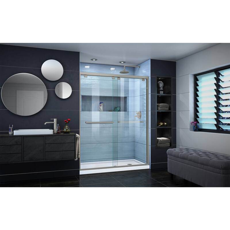 DreamLine Encore 30 in. D x 60 in. W x 78 3/4 in. H Bypass Sliding Shower Door and Shower Base Kit - 30" x 60" - 30" x 60"