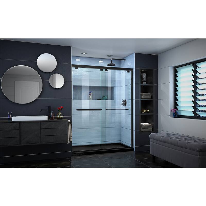 DreamLine Encore 30 in. D x 60 in. W x 78 3/4 in. H Bypass Sliding Shower Door and Shower Base Kit - 30" x 60" - 30" x 60"