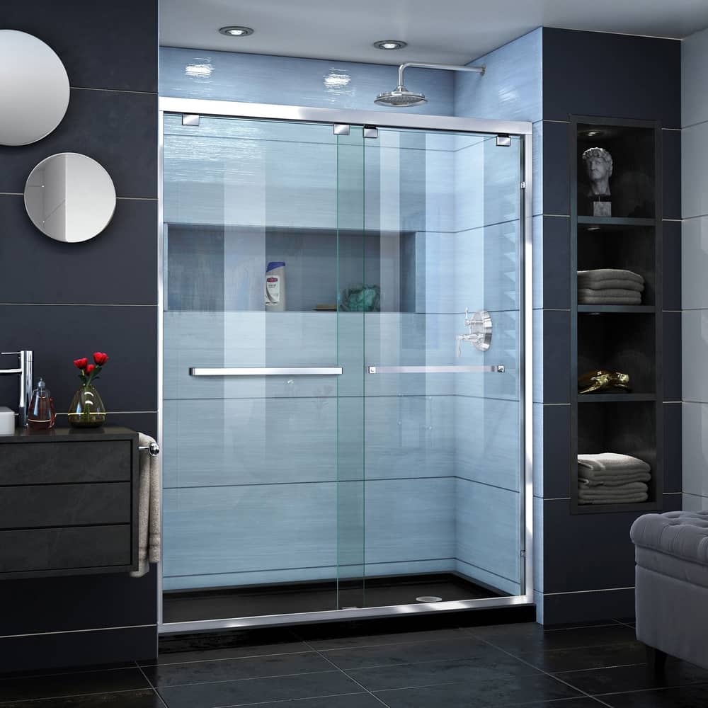 DreamLine Encore 30 in. D x 60 in. W x 78 3/4 in. H Bypass Sliding Shower Door and Shower Base Kit - 30" x 60" - 30" x 60"