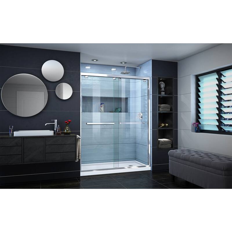 DreamLine Encore 30 in. D x 60 in. W x 78 3/4 in. H Bypass Sliding Shower Door and Shower Base Kit - 30" x 60" - 30" x 60"