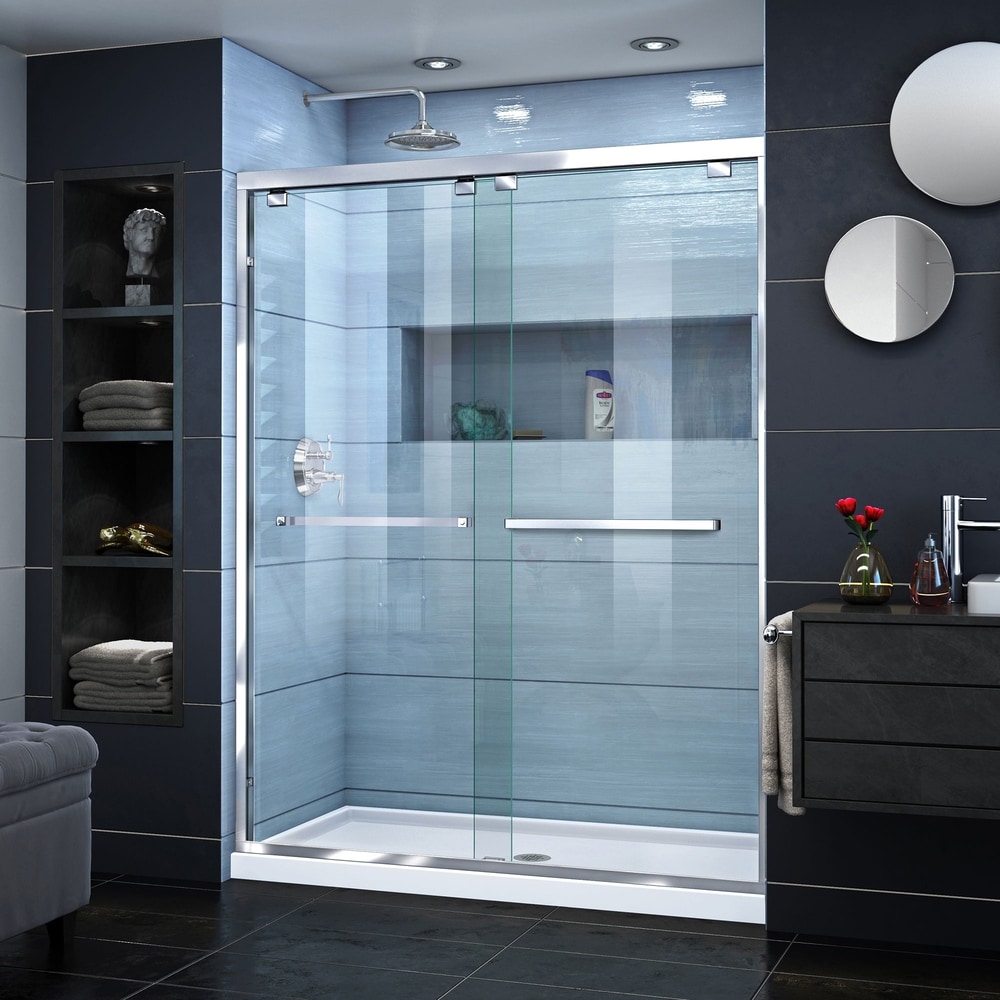 Fab Glass and Mirror 28'' W x 75'' H Pivot Frameless Shower Door