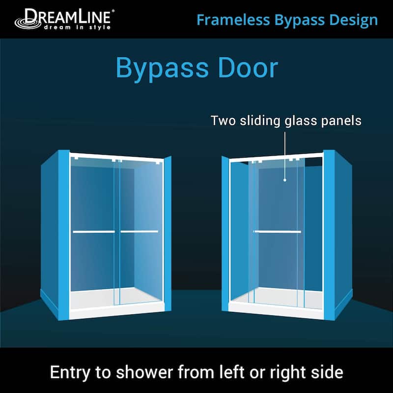 DreamLine Encore 32 in. D x 60 in. W x 78 3/4 in. H Bypass Sliding Shower Door and Shower Base Kit - 32" x 60" - 32" x 60"