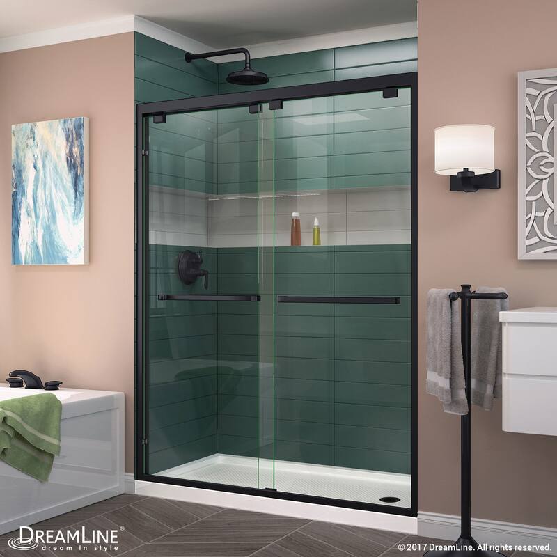 DreamLine Encore 32 in. D x 60 in. W x 78 3/4 in. H Bypass Sliding Shower Door and Shower Base Kit - 32" x 60" - 32" x 60"