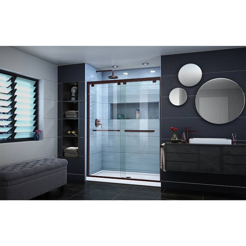 DreamLine Encore 32 in. D x 60 in. W x 78 3/4 in. H Bypass Sliding Shower Door and Shower Base Kit - 32" x 60" - 32" x 60"