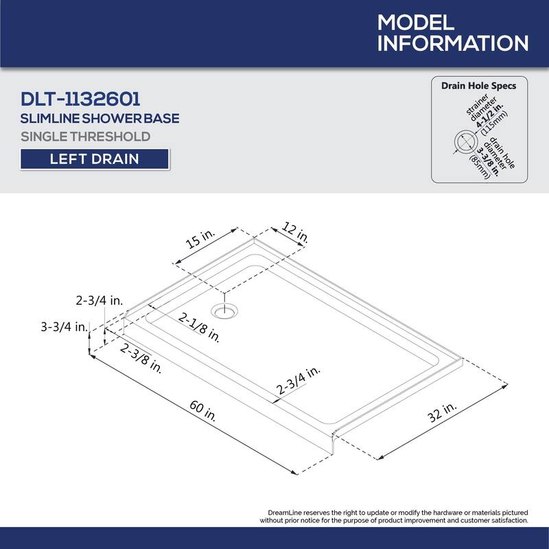 DreamLine Encore 32 in. D x 60 in. W x 78 3/4 in. H Bypass Sliding Shower Door and Shower Base Kit - 32" x 60" - 32" x 60"