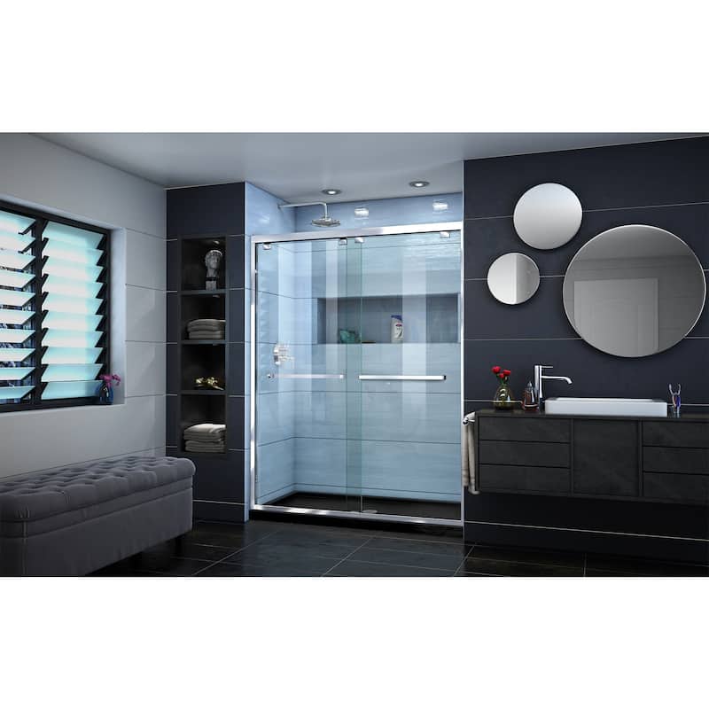 DreamLine Encore 32 in. D x 60 in. W x 78 3/4 in. H Bypass Sliding Shower Door and Shower Base Kit - 32" x 60" - 32" x 60"