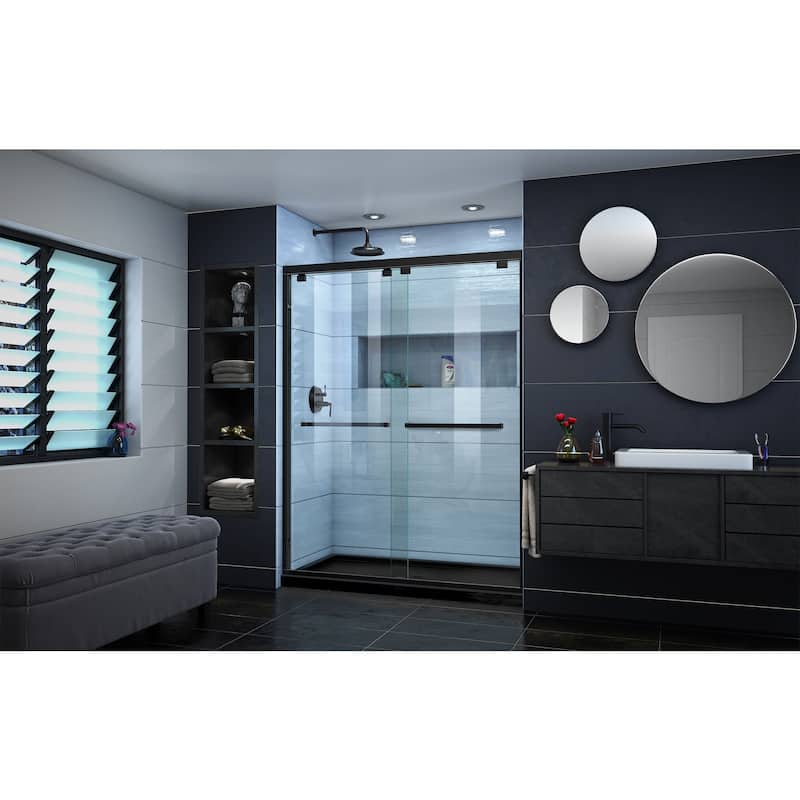 DreamLine Encore 32 in. D x 60 in. W x 78 3/4 in. H Bypass Sliding Shower Door and Shower Base Kit - 32" x 60" - 32" x 60"