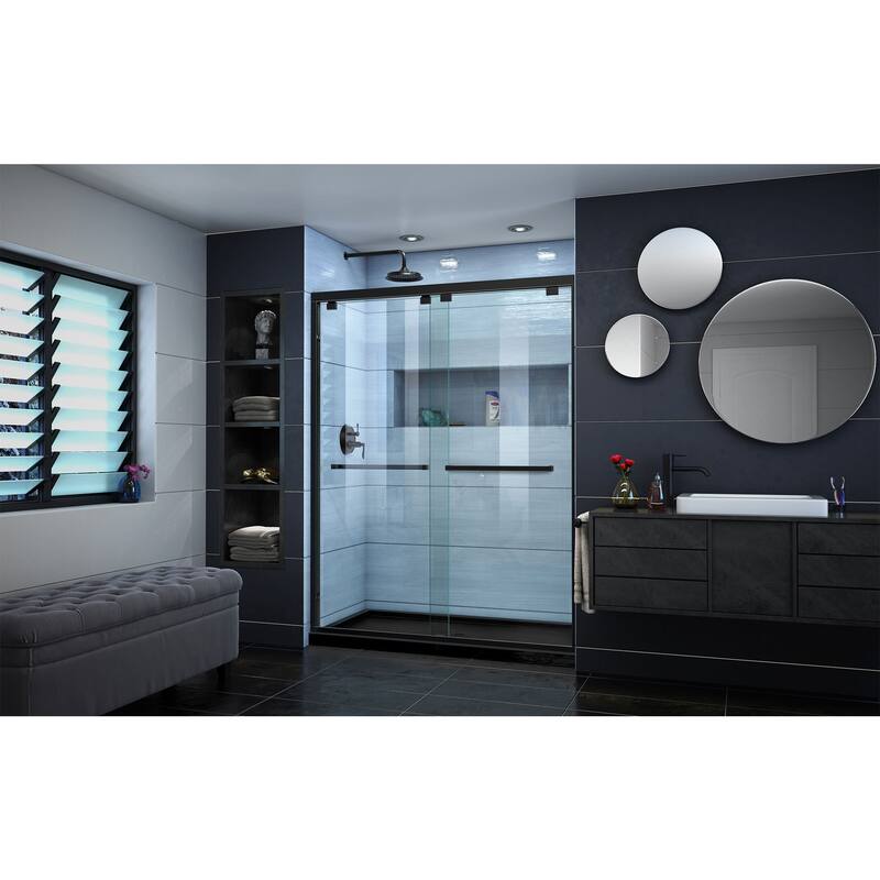 DreamLine Encore 36 in. D x 60 in. W x 78 3/4 in. H Bypass Sliding Shower Door and Shower Base Kit - 36" x 60" - 36" x 60"