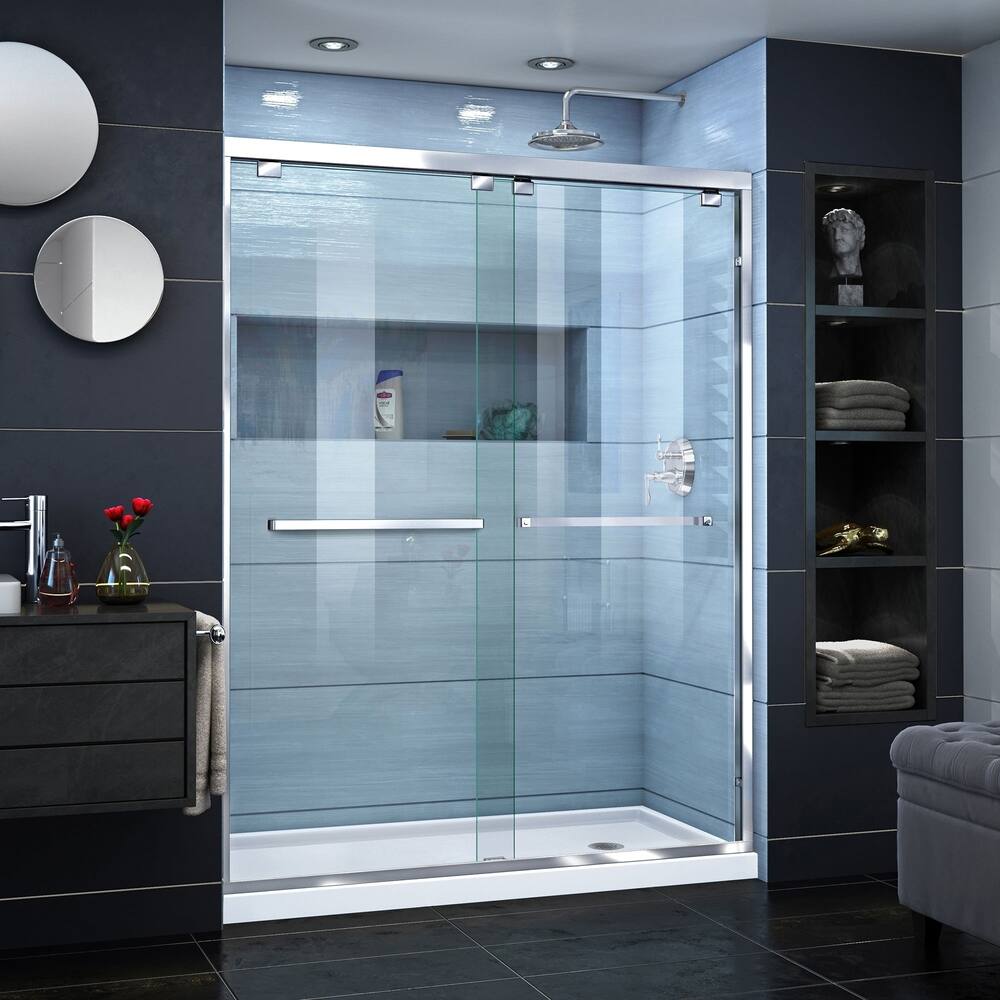 DreamLine Encore 36 in. D x 60 in. W x 78 3/4 in. H Bypass Sliding Shower Door and Shower Base Kit - 36" x 60" - 36" x 60"