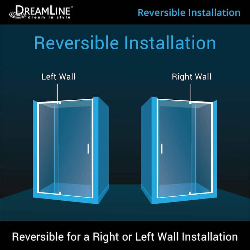 DreamLine Flex 36 in. D x 60 in. W x 74 3/4 in. H Pivot Shower Door and Shower Base Kit - 36" x 60" - 36" x 60"