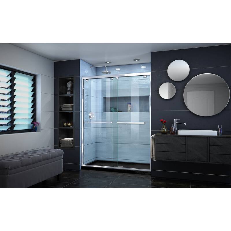 DreamLine Encore 32 in. D x 54 in. W x 78 3/4 in. H Bypass Sliding Shower Door and Shower Base Kit