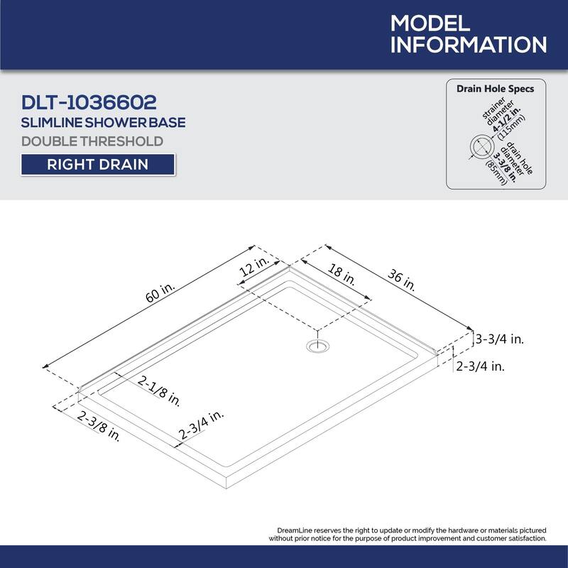 DreamLine Flex 36 in. D x 60 in. W x 74 3/4 in. H Pivot Shower Enclosure and Shower Base Kit - 36" x 60"