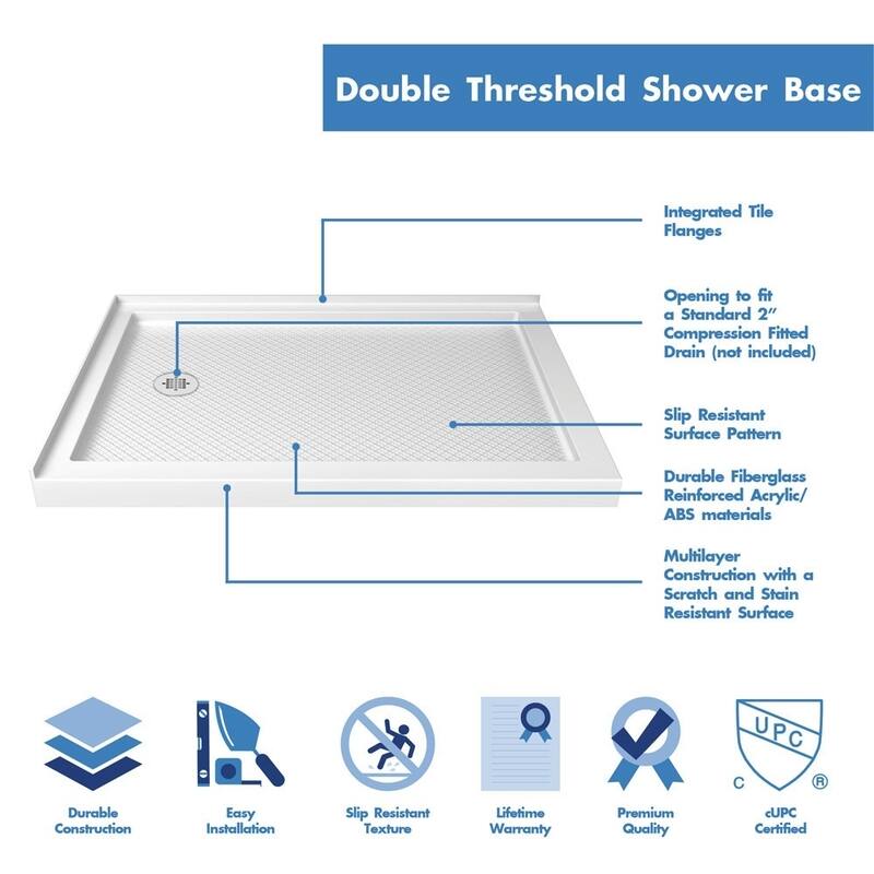 DreamLine Flex 36 in. D x 48 in. W x 74 3/4 in. H Pivot Shower Enclosure and Shower Base Kit - 36" x 48" - 36" x 48"