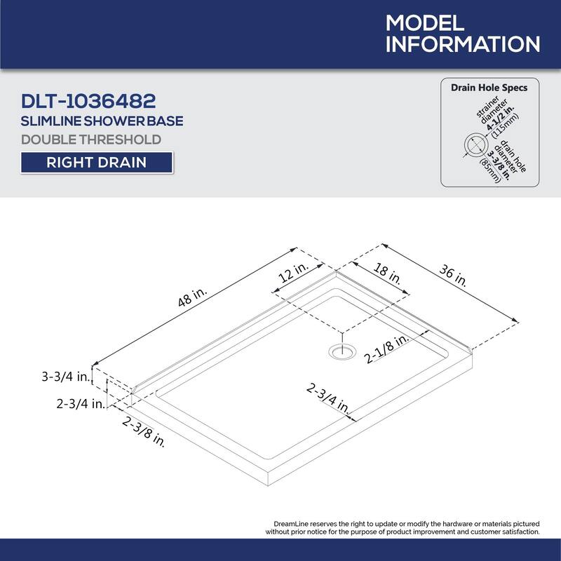 DreamLine Flex 36 in. D x 48 in. W x 74 3/4 in. H Pivot Shower Enclosure and Shower Base Kit - 36" x 48" - 36" x 48"