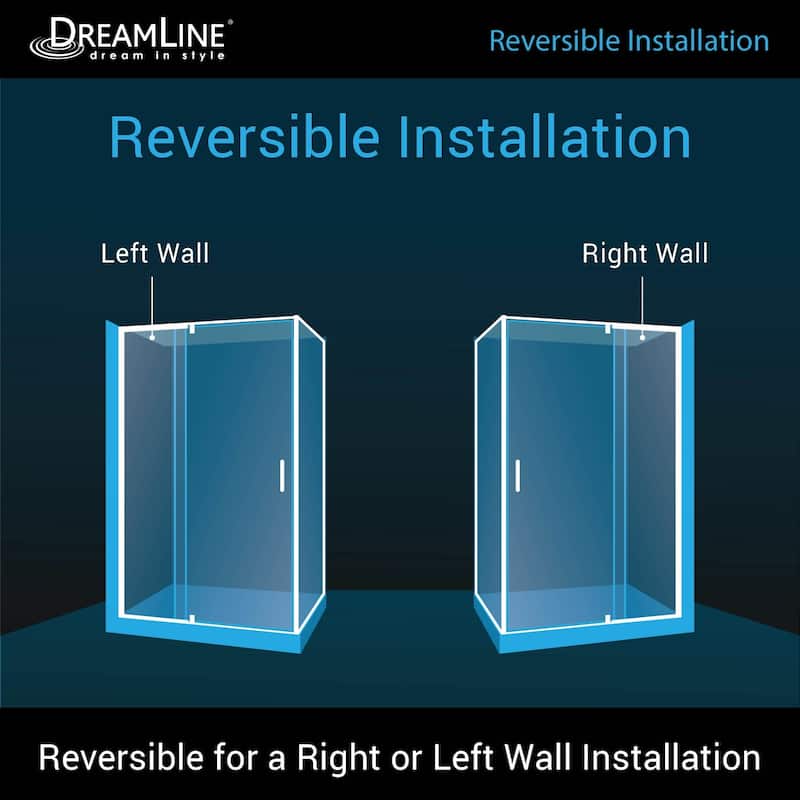 DreamLine Flex 36 in. D x 48 in. W x 74 3/4 in. H Pivot Shower Enclosure and Shower Base Kit - 36" x 48" - 36" x 48"