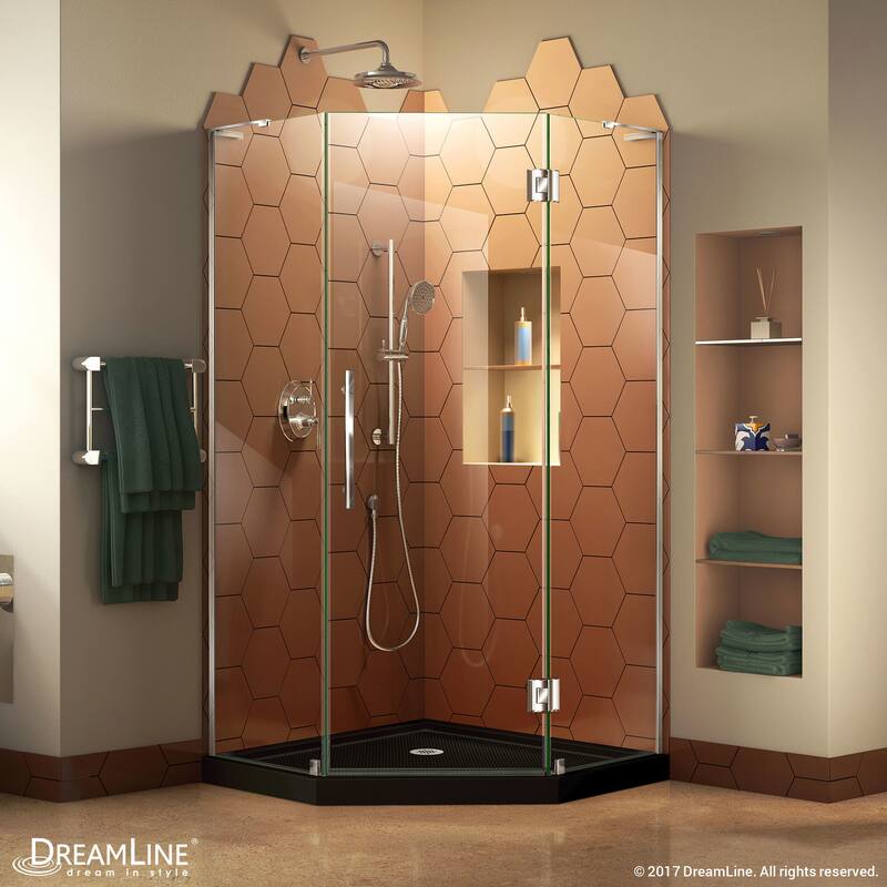 DreamLine Prism Plus 40 in. x 40 in. x 74 3/4 in. Hinged Shower Enclosure and Shower Base Kit - 40" x 40" - 40" x 40"