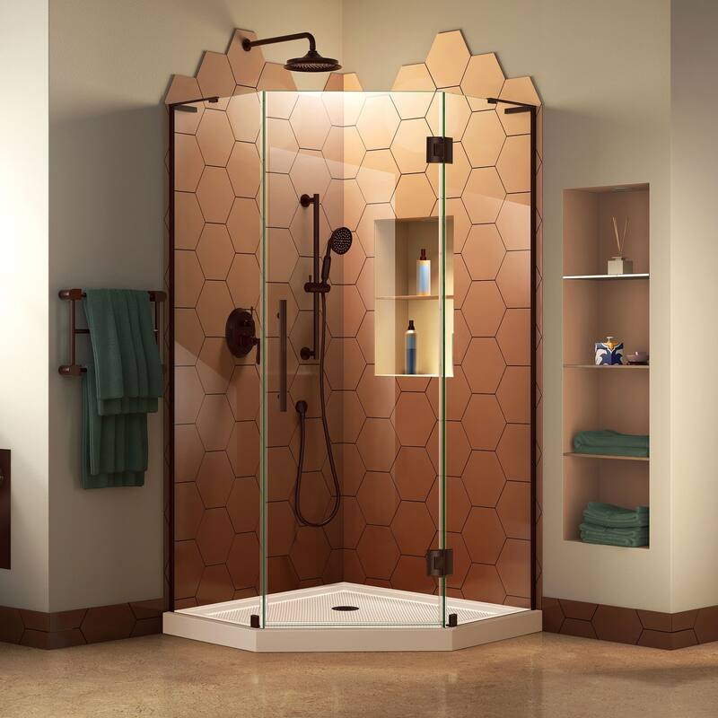 DreamLine Prism Plus 40 in. x 40 in. x 74 3/4 in. Hinged Shower Enclosure and Shower Base Kit - 40" x 40" - 40" x 40"