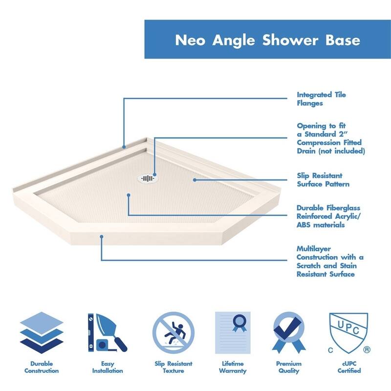 DreamLine Prism Plus 40 in. x 40 in. x 74 3/4 in. Hinged Shower Enclosure and Shower Base Kit - 40" x 40" - 40" x 40"