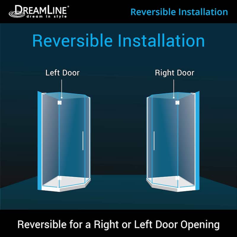 DreamLine Prism Plus 40 in. x 40 in. x 74 3/4 in. Hinged Shower Enclosure and Shower Base Kit - 40" x 40" - 40" x 40"