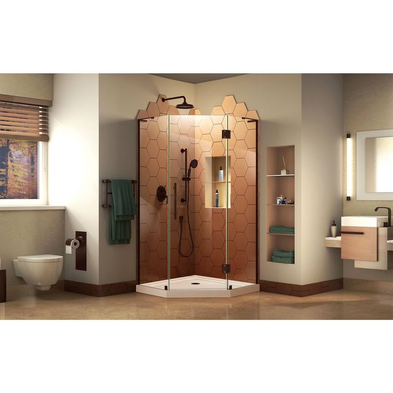 DreamLine Prism Plus 40 in. x 40 in. x 74 3/4 in. Hinged Shower Enclosure and Shower Base Kit - 40" x 40" - 40" x 40"