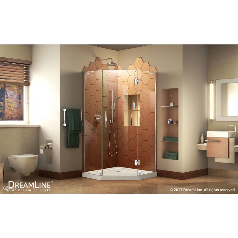 DreamLine Prism Plus 40 in. x 40 in. x 74 3/4 in. Hinged Shower Enclosure and Shower Base Kit - 40" x 40" - 40" x 40"