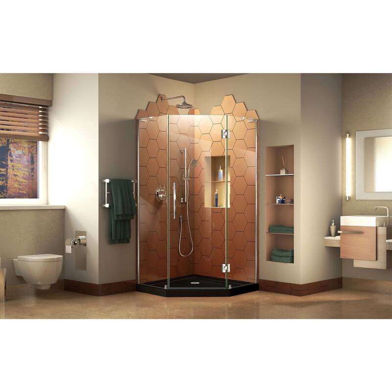 DreamLine Prism Plus 42 in. x 42 in. x 74 3/4 in. Shower Enclosure and Shower Base Kit - 42" x 42"