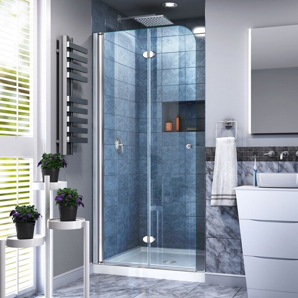 DreamLine Aqua Fold 29 1/2 in. W x 72 in. H Frameless Bi-Fold Shower Door - 29.5" W