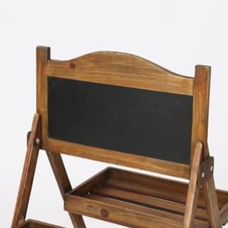 Brown Rustic Wood 4-Shelf Ladder Plant Stand with Chalkboard