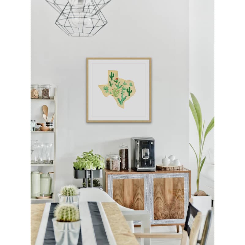 'Texas Cactus' Framed Painting Print - Multi-Color