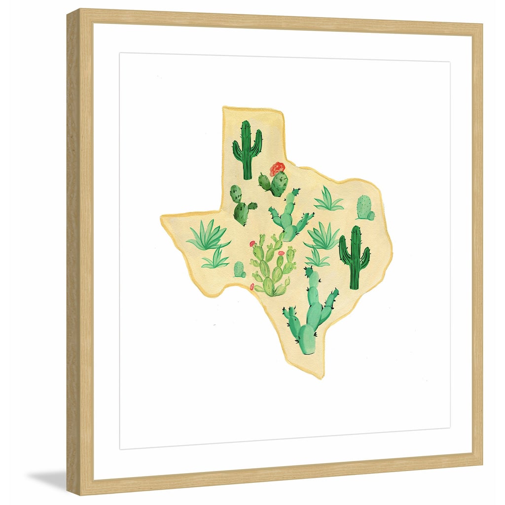 'Texas Cactus' Framed Painting Print - Multi-Color