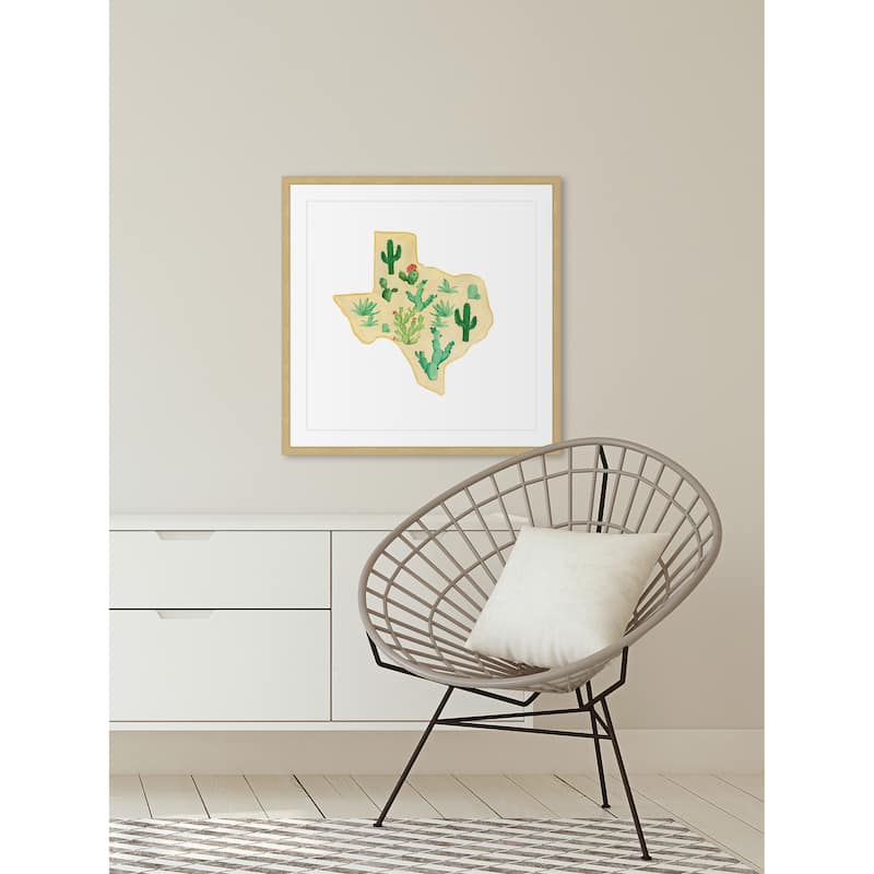 'Texas Cactus' Framed Painting Print - Multi-Color