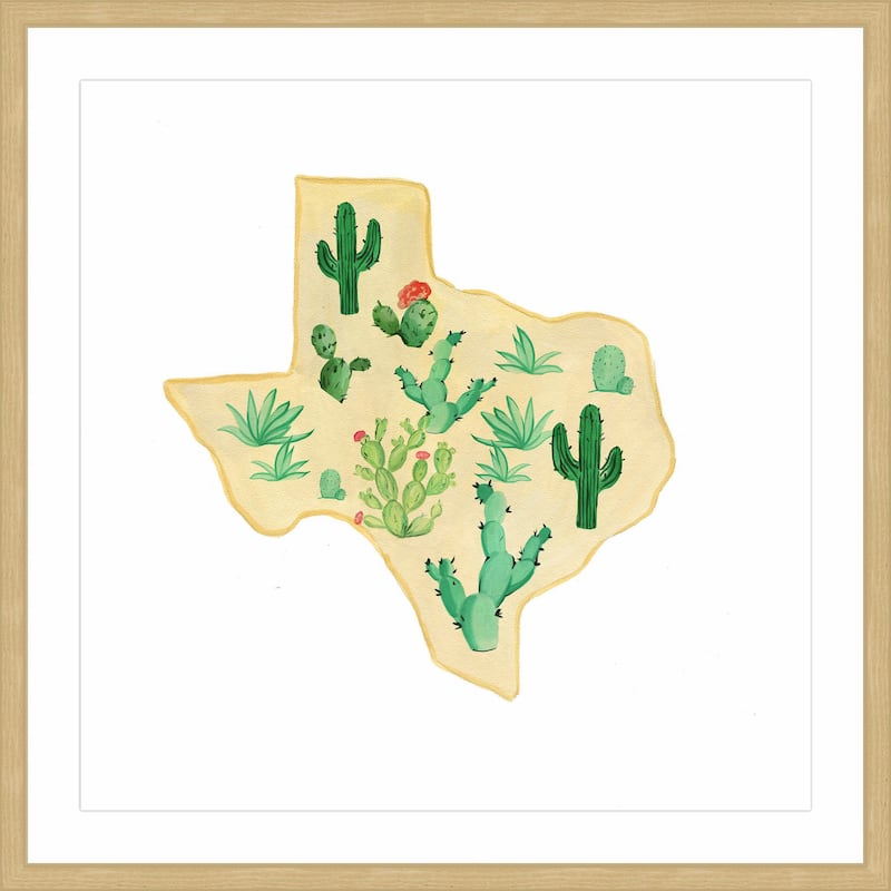 'Texas Cactus' Framed Painting Print - Multi-Color