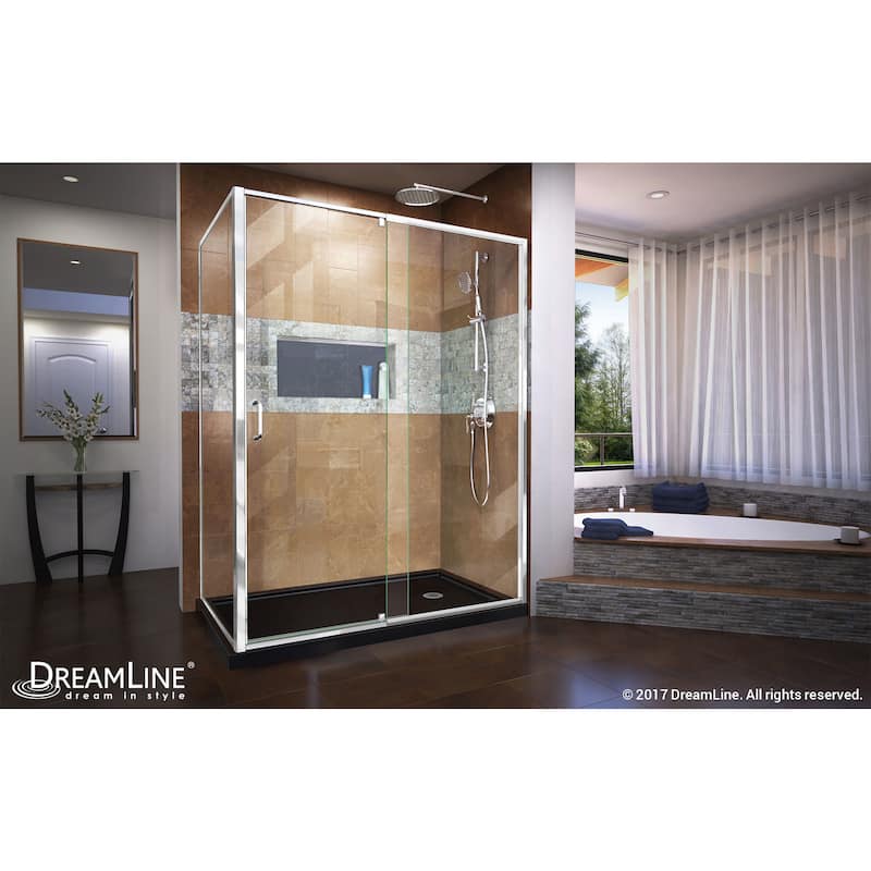 DreamLine Flex 34 1/2 in. D x 56-60 in. W x 72 in. H Semi-Frameless Pivot Shower Enclosure - 34.5" x 56.44" - 60.44"