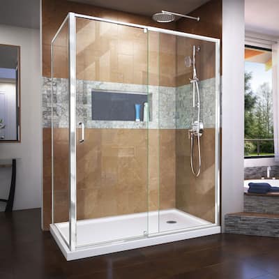 DreamLine Flex 34 1/2 in. D x 56-60 in. W x 72 in. H Semi-Frameless Pivot Shower Enclosure - 34.5" x 56.44" - 60.44"