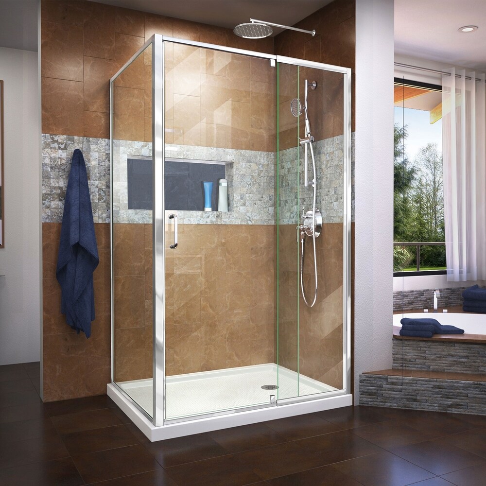 ELEGANT Framed Sliding Corner Shower Enclosure Door in Chrome - On Sale -  Bed Bath & Beyond - 33977381