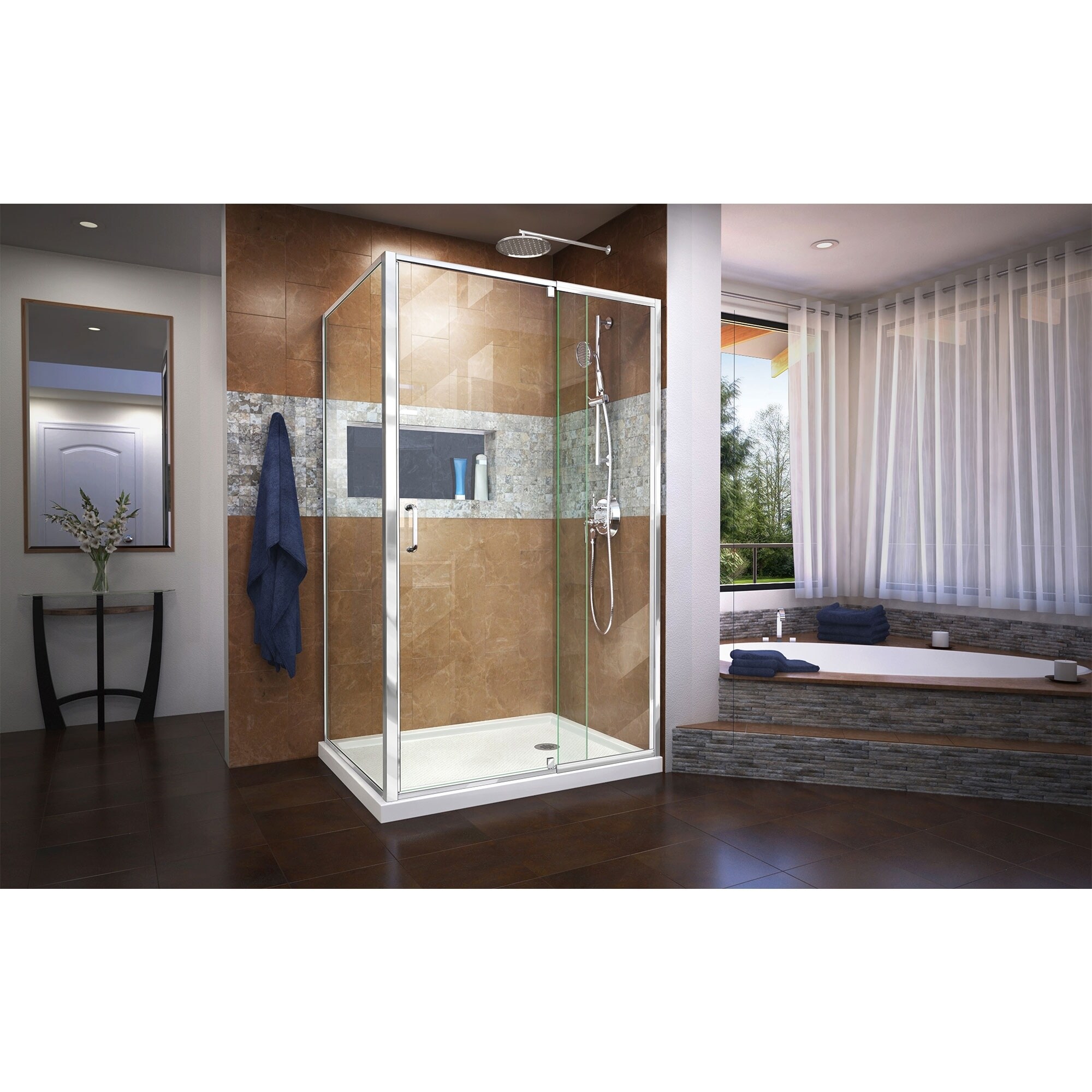 Dreamline Flex 34 1 2 In D X 44 48 In W X 72 In H Semi Frameless Pivot Shower Enclosure 34 5 X 44 44 48 44 Overstock 18689818