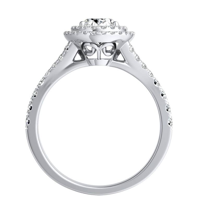 Oval Shape Halo Diamond Engagement Ring 3/4ctw Platinum by Auriya