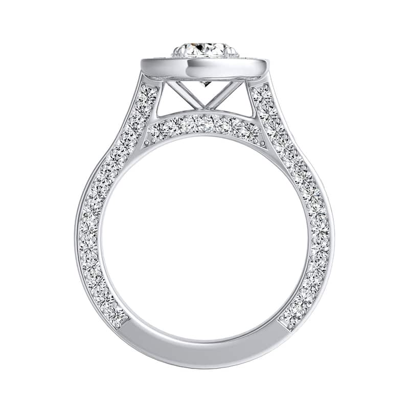 Oval-cut 1 3/4ctw Halo Diamond Engagement Ring Platinum by Auriya