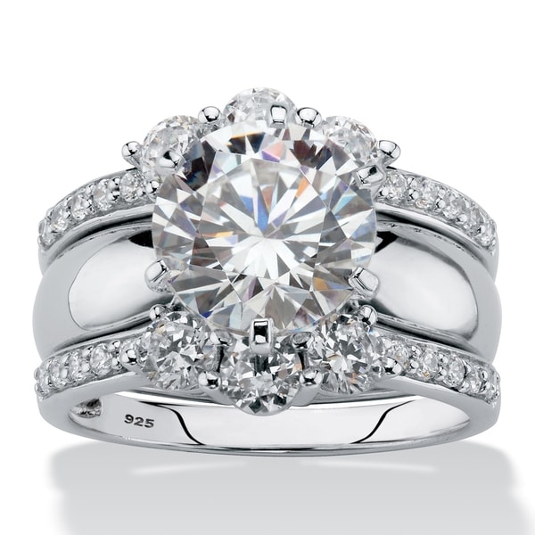 4.66 TCW CZ 2-Piece Jacket Wedding Ring Set