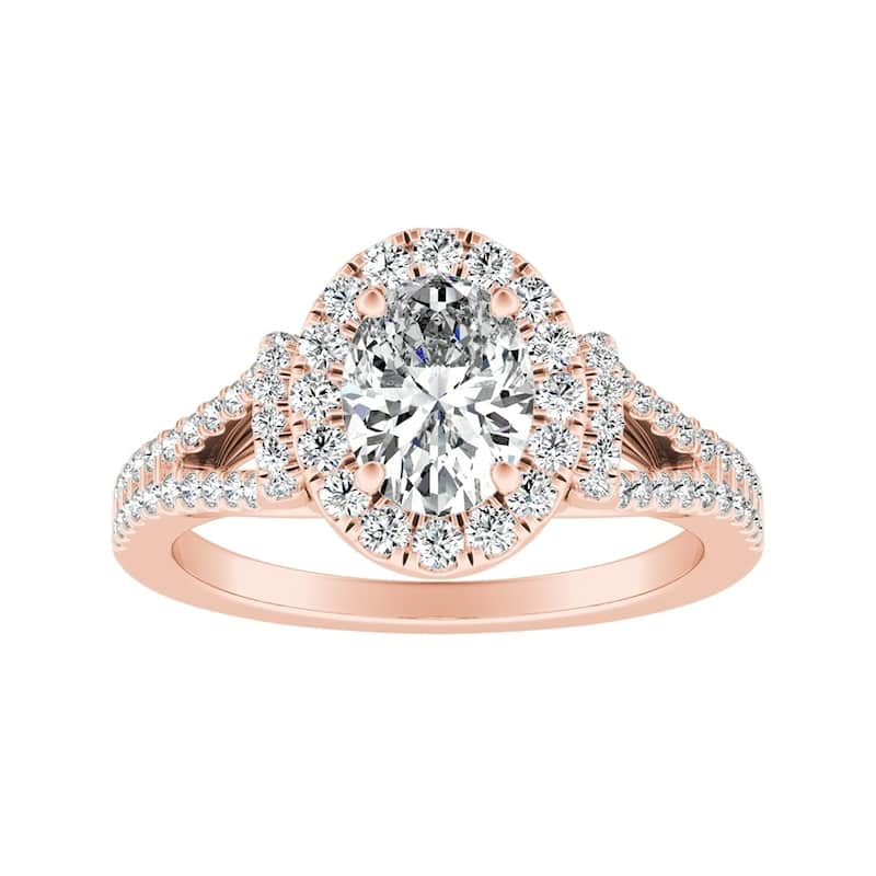 Modern Split-shank Oval Diamond Engagement Ring 5/8cttw 14k Gold by Auriya
