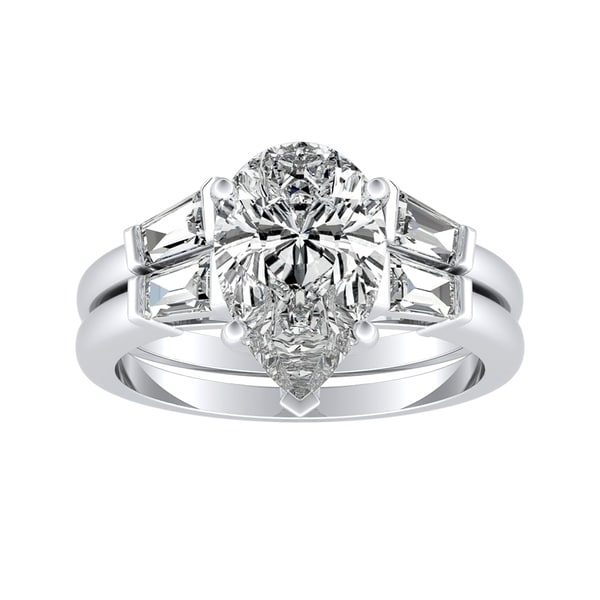 Auriya 2 1/2ctw Pear-cut Diamond Engagement Ring Set Platinum Certified