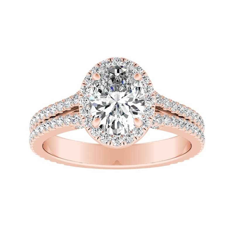 Auriya 14k Gold 9/10ctw Oval-cut Halo Diamond Engagement Ring