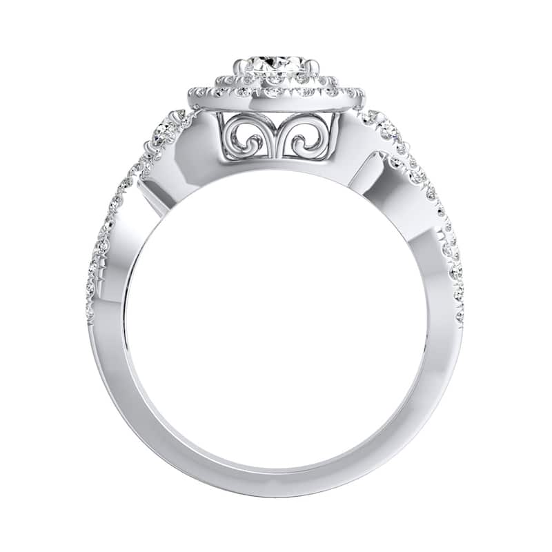 Braided Oval-cut 1ctw Double Halo Diamond Engagement Ring 14k Gold by Auriya