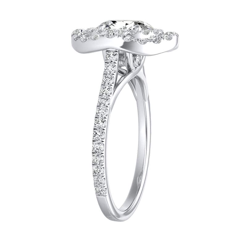 Oval Shape 7/8 carat TW Double Halo Diamond Engagement Ring 14k Gold by Auriya