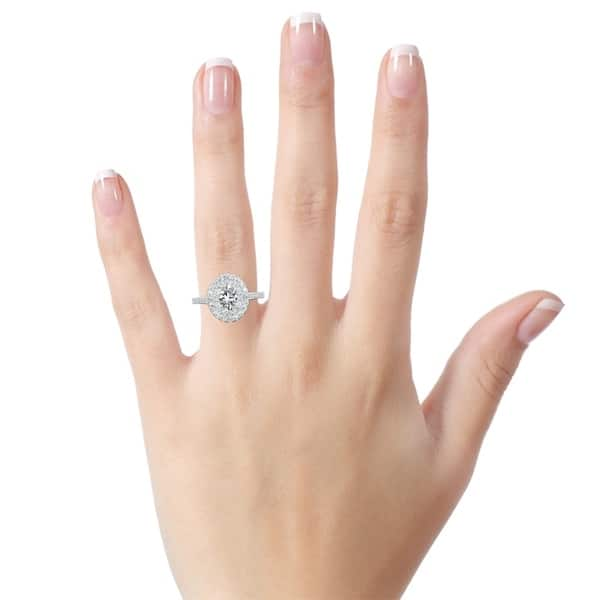 Oval Shape 7 8 Carat Tw Double Halo Diamond Engagement Ring 14k Gold By Auriya Overstock