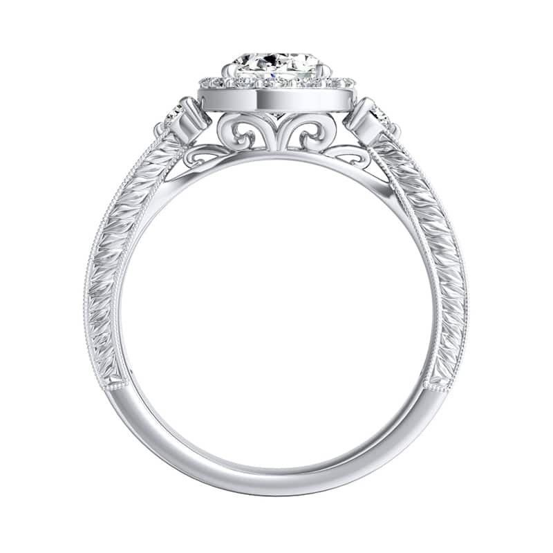Vintage Oval Halo Diamond Engagement Ring 5/8ctw 14k Gold by Auriya