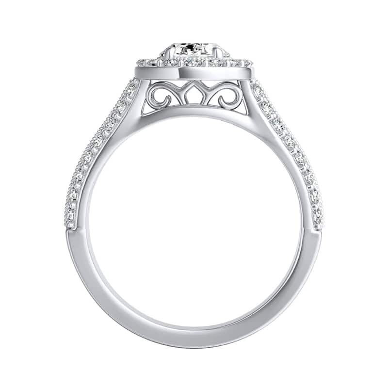 Vintage Halo Oval Diamond Engagement Ring 7/8ctw 14k Gold by Auriya