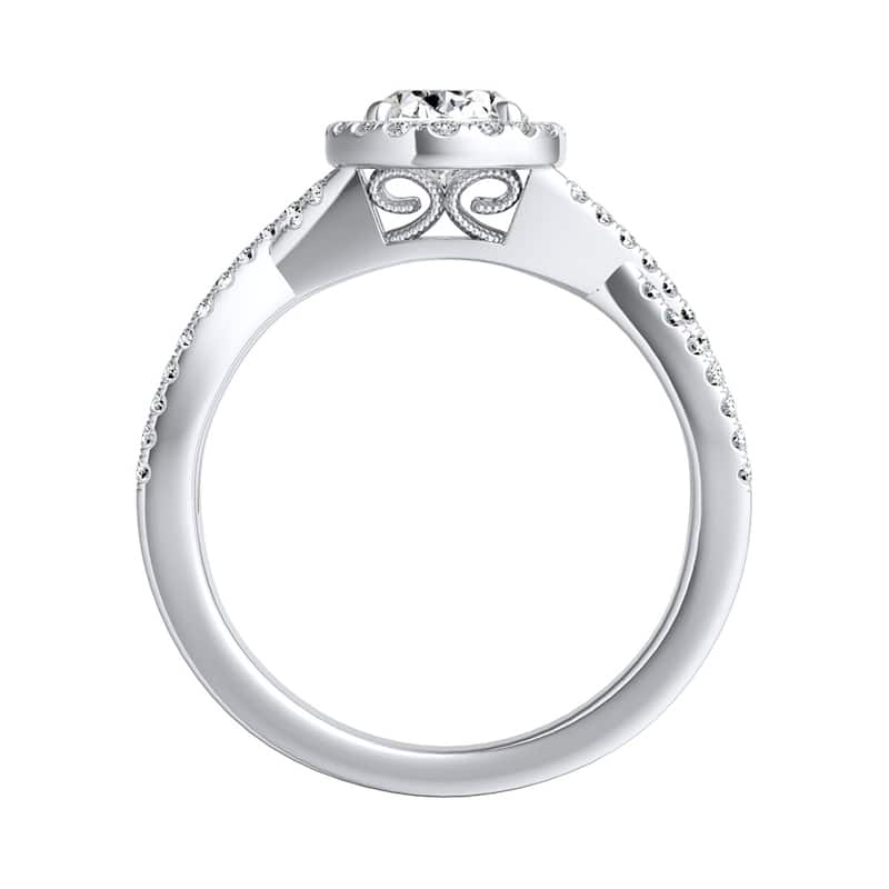 Twisted Oval-cut 3/4ctw Halo Diamond Engagement Ring 14k Gold by Auriya